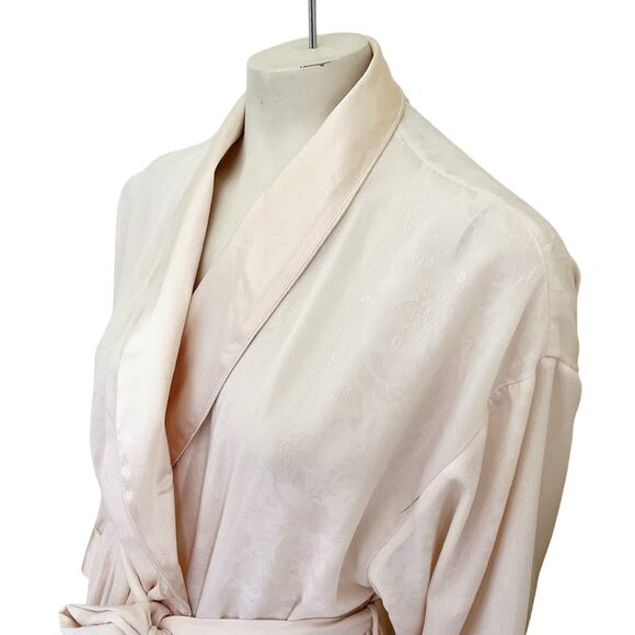 VTG VICTORIA'S SECRET Gold Label Satin Trim Floral Jacquard Kimono Robe SZ L - Picture 3 of 9